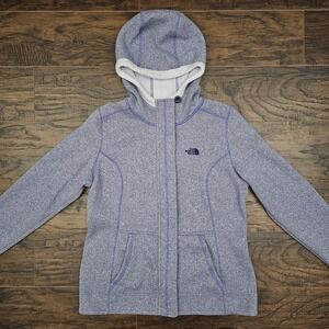The North Face Womens Medium Purple Fleece Lined‎ Hooded Full Zip Snap Jacket